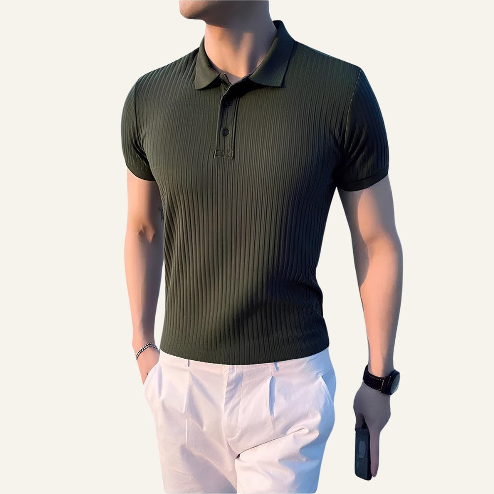 Men's Ribbed Knit Polo Shirt Bourton