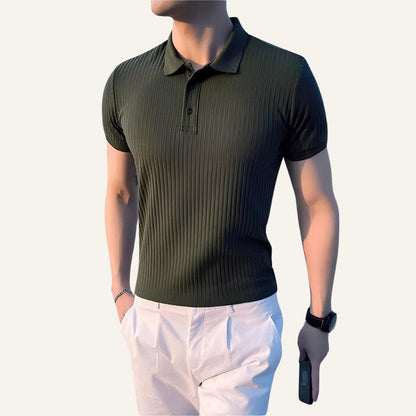 Men's Ribbed Knit Polo Shirt Bourton