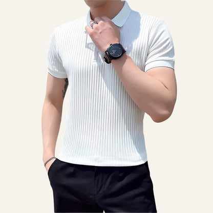 Men's Ribbed Knit Polo Shirt Bourton