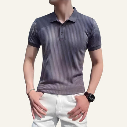 Men's Ribbed Knit Polo Shirt Bourton