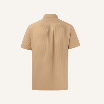 Pleated Mandarin Collar Shirt - Richelieu