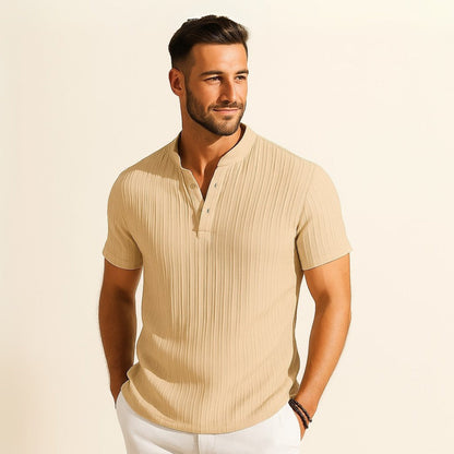 Pleated Mandarin Collar Shirt - Richelieu