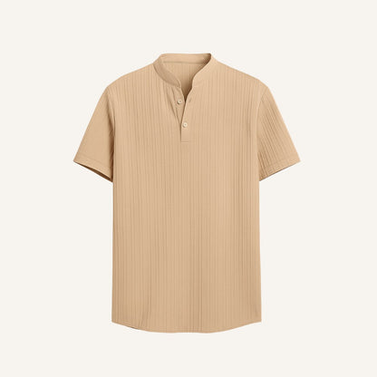 Pleated Mandarin Collar Shirt - Richelieu