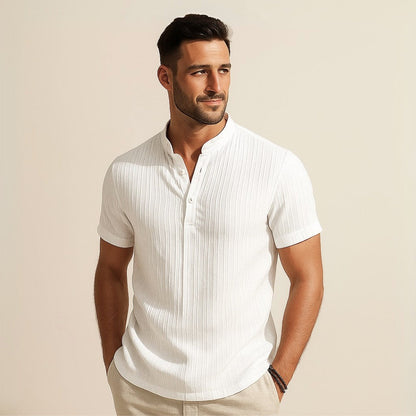 Pleated Mandarin Collar Shirt - Richelieu