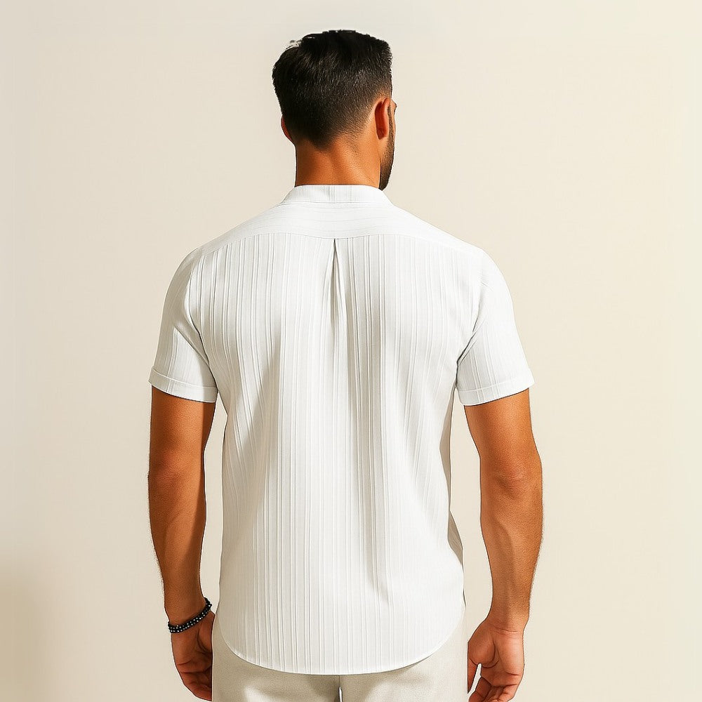 Pleated Mandarin Collar Shirt - Richelieu