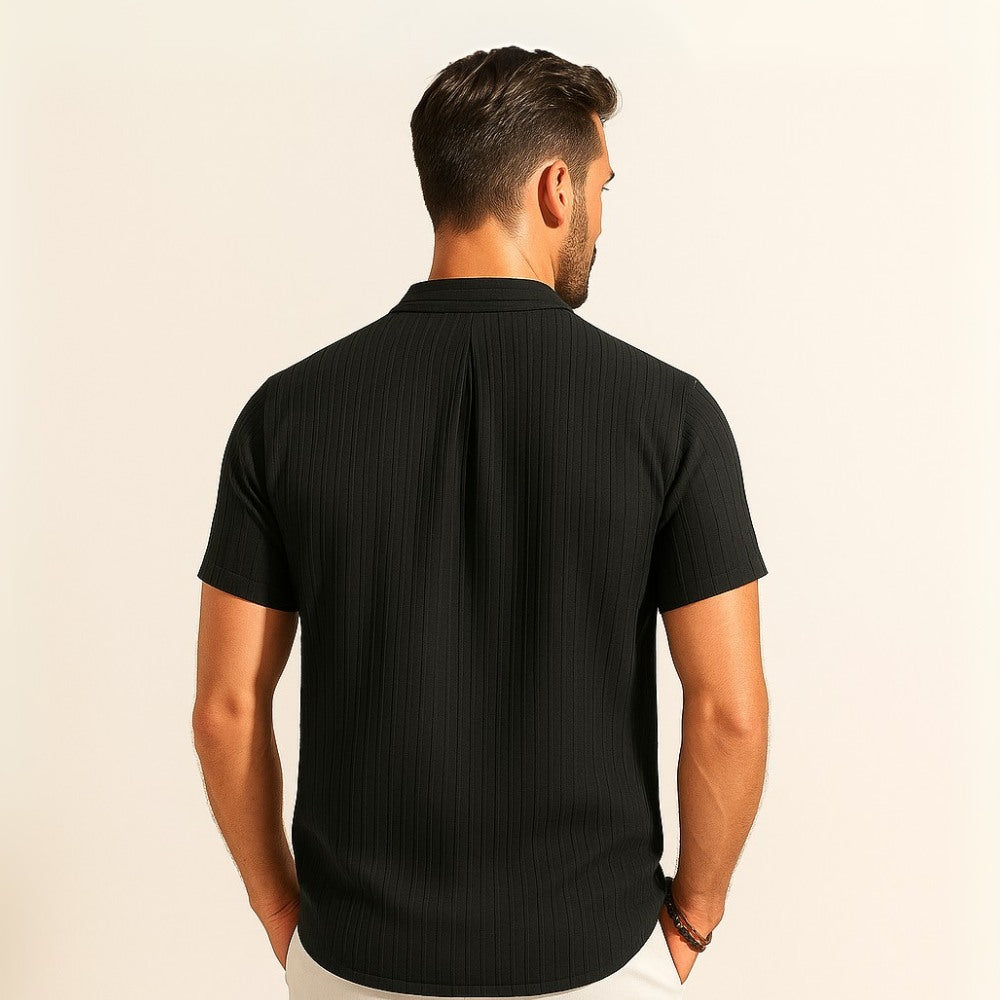 Pleated Mandarin Collar Shirt - Richelieu