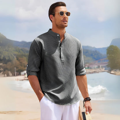 Men’s Casual Mandarin Collar Shirt – Ascot