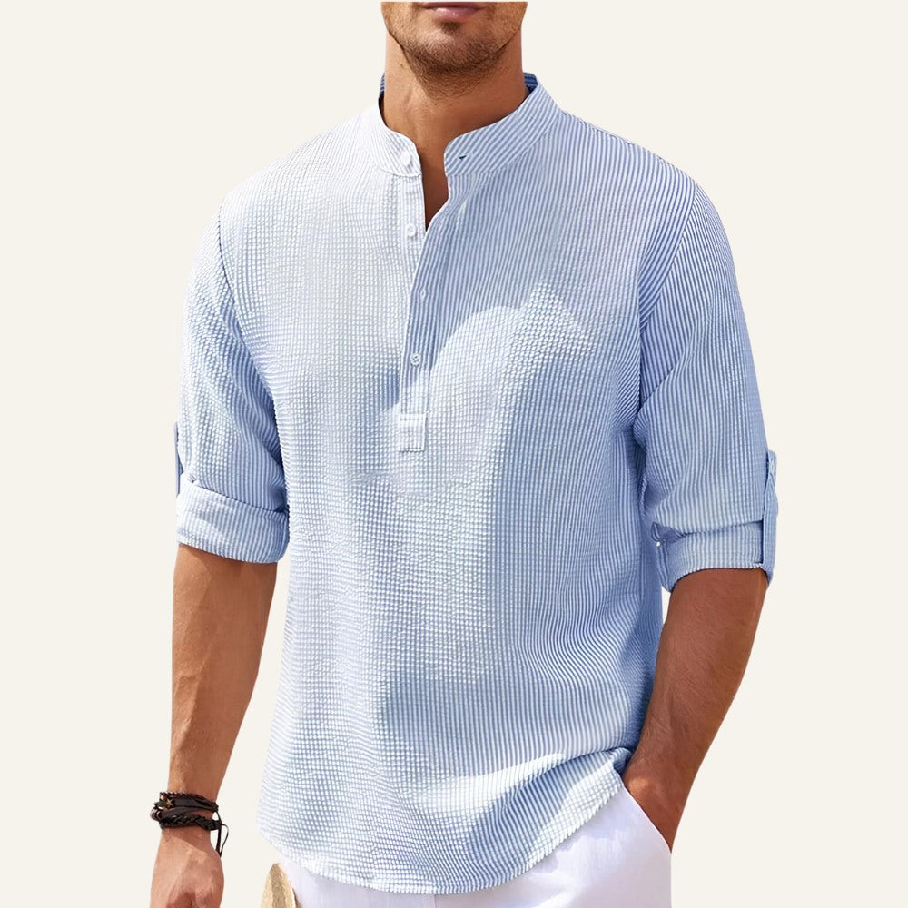 Men’s Casual Mandarin Collar Shirt – Ascot