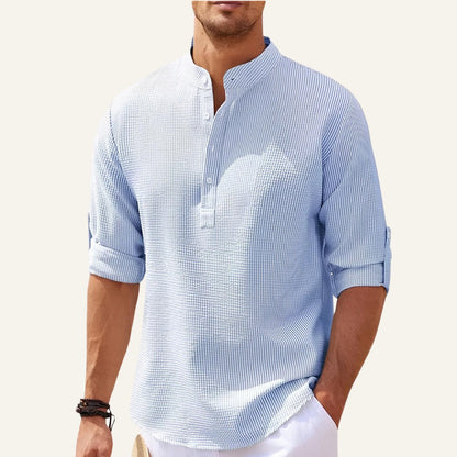 Men’s Casual Mandarin Collar Shirt – Ascot