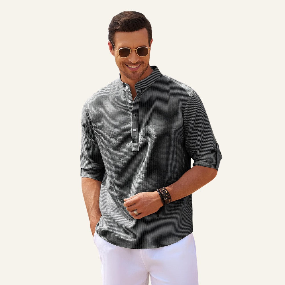 Men’s Casual Mandarin Collar Shirt – Ascot